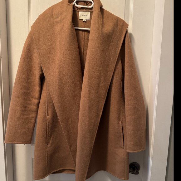 VINCE wool draped front wrap coat - Picture 3 of 6